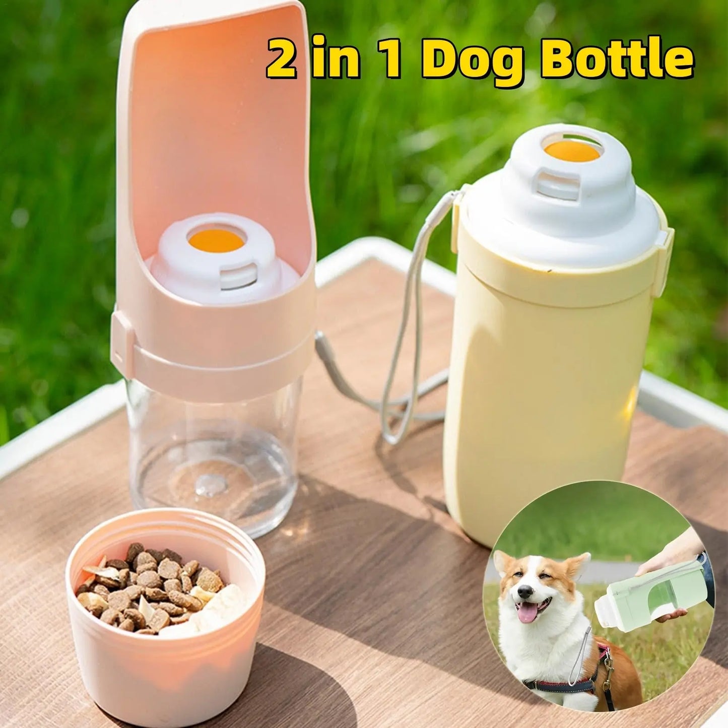 Borraccia da Viaggio 2 in 1 per Cani e Gatti – Dispenser Acqua e Cibo Portatile 690ml con Cordino - N.1 Online