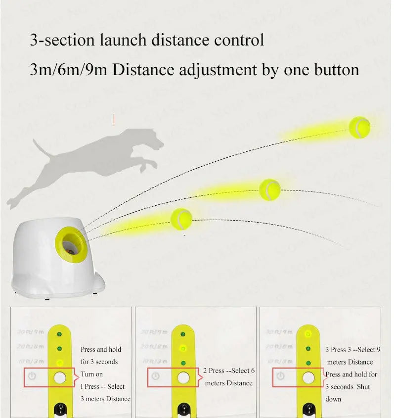 Lancia Palline Automatico per Cani – Giocattolo Interattivo con Distanze Regolabili 3/6/9m, Include 3 Palline e Adattatore - N.1 Online