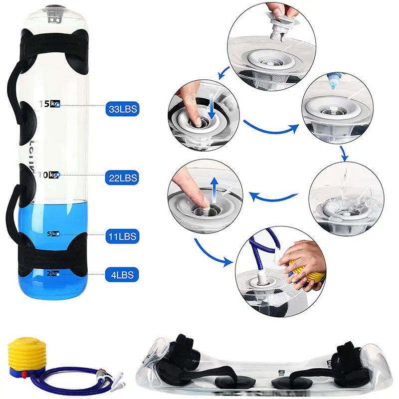 Borsa Fitness ad Acqua Regolabile – Sacco Allenamento Portatile 20-37 Kg in PVC Resistente per Training e Crossfit - N.1 Online