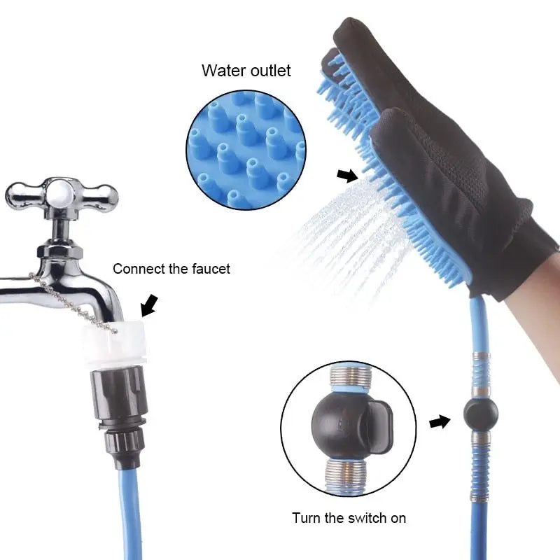 Doccia Portatile per Cani e Gatti con Spazzola Massaggiante – Guanto Spruzzatore 2 in 1 per Bagno e Toelettatura, con Tubo Flessibile 2,3m - N.1 Online