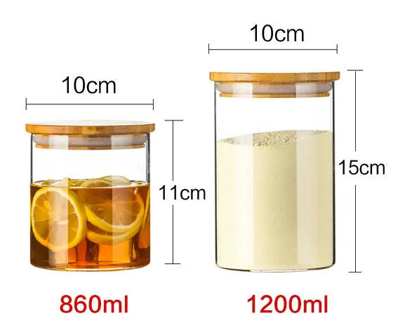 Barattoli in Vetro Borosilicato con Coperchio in Bambù – Set Contenitori Ermetici da Cucina 100-2000ml - N.1 Online