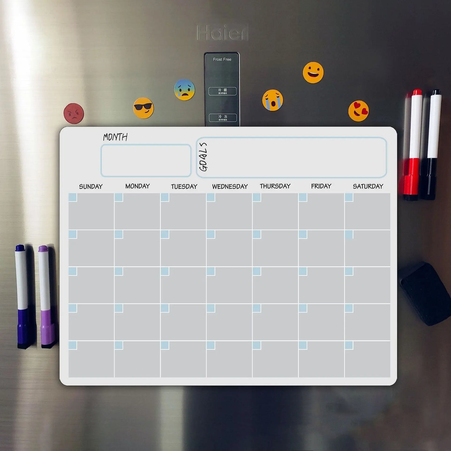 Calendario Magnetico A3 – Planner Mensile e Settimanale Cancellabile, Lavagna Organizzatore con Fondo Bianco o Nero - N.1 Online