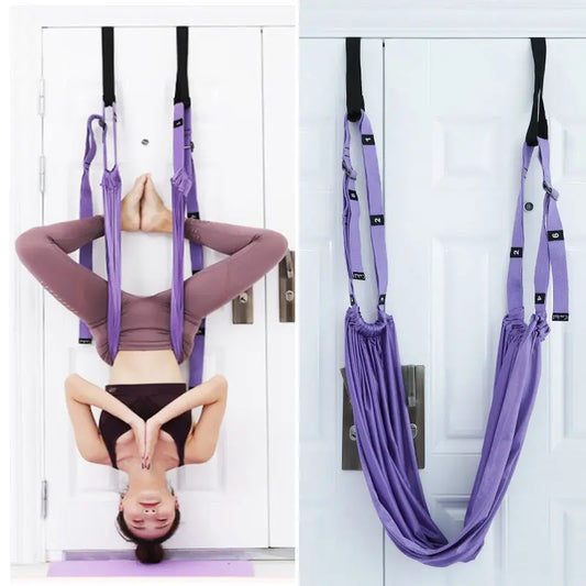 Cinghia Yoga Regolabile per Stretching e Inversione – Fascia Fitness in Tessuto Morbido per Allungamento Gambe, Schiena e Fianchi, con Gancio da Porta - N.1 Online
