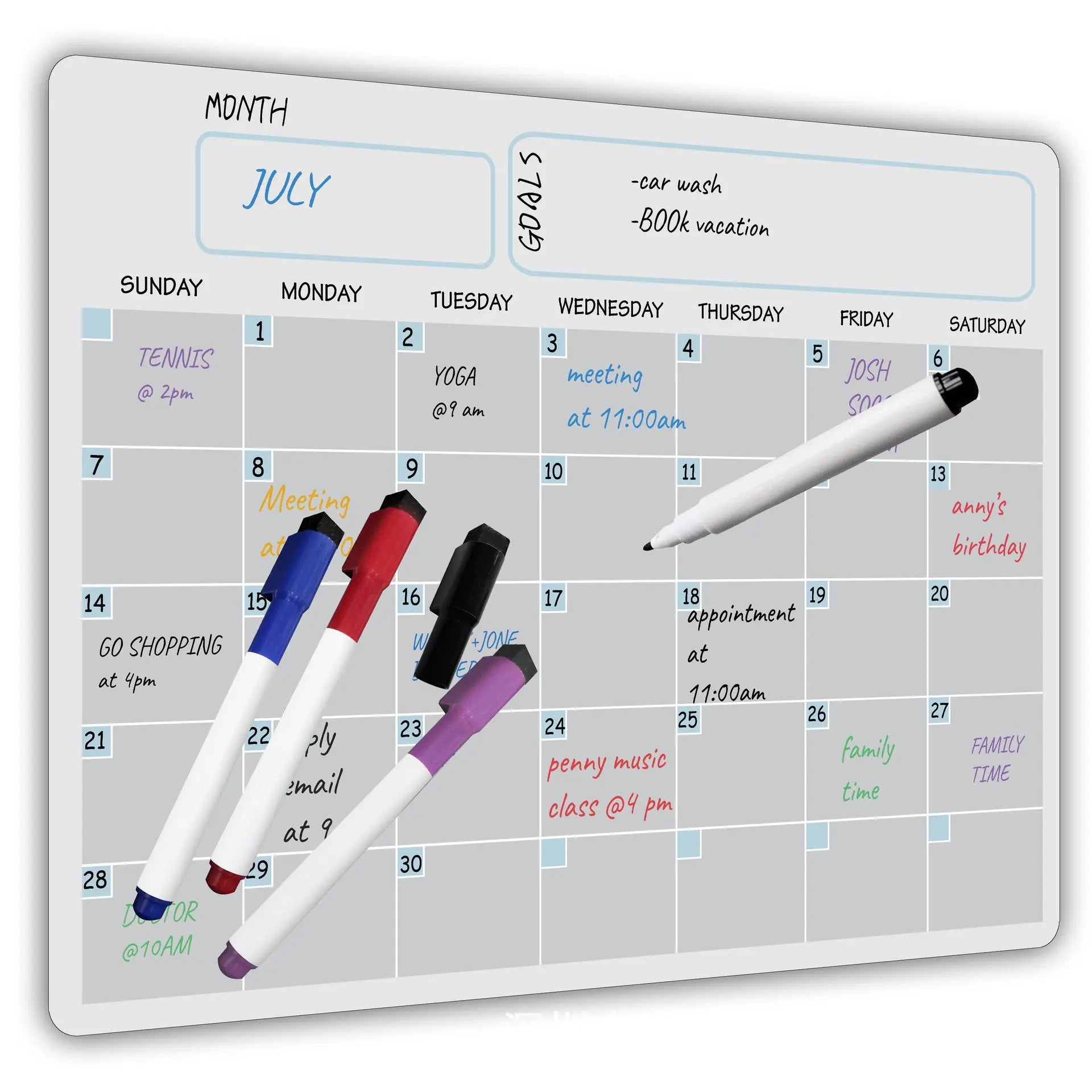 Calendario Magnetico A3 – Planner Mensile e Settimanale Cancellabile, Lavagna Organizzatore con Fondo Bianco o Nero - N.1 Online