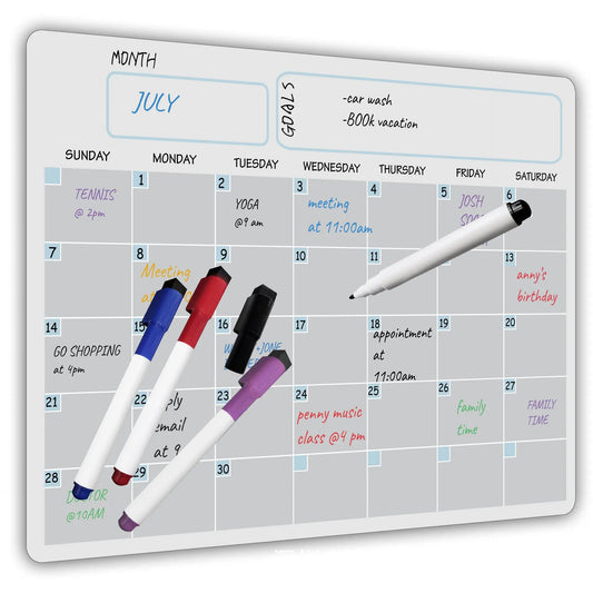 Calendario Magnetico A3 – Planner Mensile e Settimanale Cancellabile, Lavagna Organizzatore con Fondo Bianco o Nero - N.1 Online