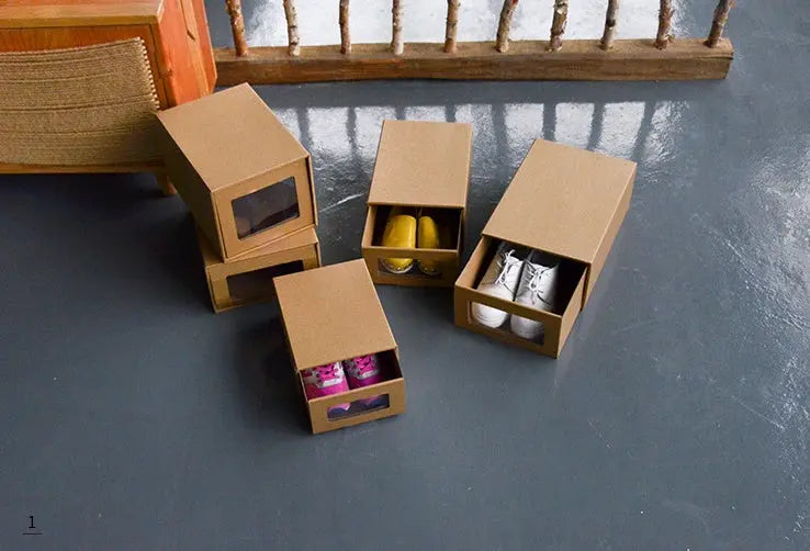 Scatola Porta Scarpe in Carta Kraft Pieghevole e Impilabile – Trasparente con Cassetto per Uomo e Donna, Ideale per Armadio, Sottoletto e Balcone - N.1 Online