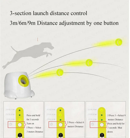 Lancia Palline Automatico per Cani – Giocattolo Interattivo con Distanze Regolabili 3/6/9m, Include 3 Palline e Adattatore - N.1 Online