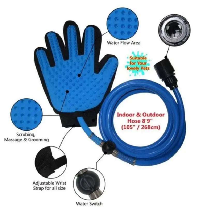 Doccia Portatile per Cani e Gatti con Spazzola Massaggiante – Guanto Spruzzatore 2 in 1 per Bagno e Toelettatura, con Tubo Flessibile 2,3m - N.1 Online
