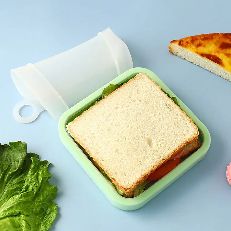 Contenitore Sandwich in Silicone Portatile – Bento Box per Toast, Microonde e Frigo, Riutilizzabile, 500ml – Verde - N.1 Online