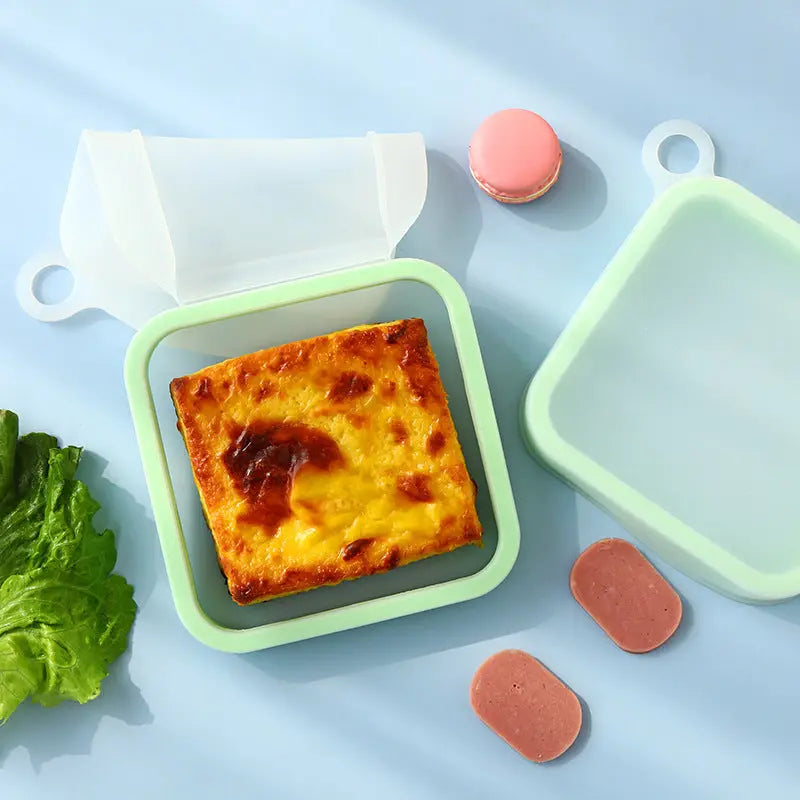 Contenitore Sandwich in Silicone Portatile – Bento Box per Toast, Microonde e Frigo, Riutilizzabile, 500ml – Verde - N.1 Online