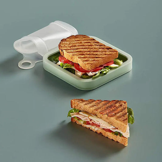 Contenitore Sandwich in Silicone Portatile – Bento Box per Toast, Microonde e Frigo, Riutilizzabile, 500ml – Verde - N.1 Online