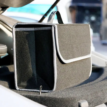 Organizer Auto Pieghevole in Feltro – Scatola Portaoggetti per Bagagliaio, 50x15x24 cm – Colori Grigio e Nero - N.1 Online
