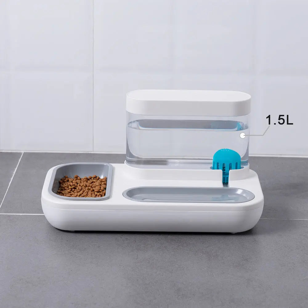 Fontanella Automatica per Cani e Gatti 1.5L con Doppia Ciotola – Dispenser Acqua Silenzioso in ABS, Bianco o Blu - N.1 Online