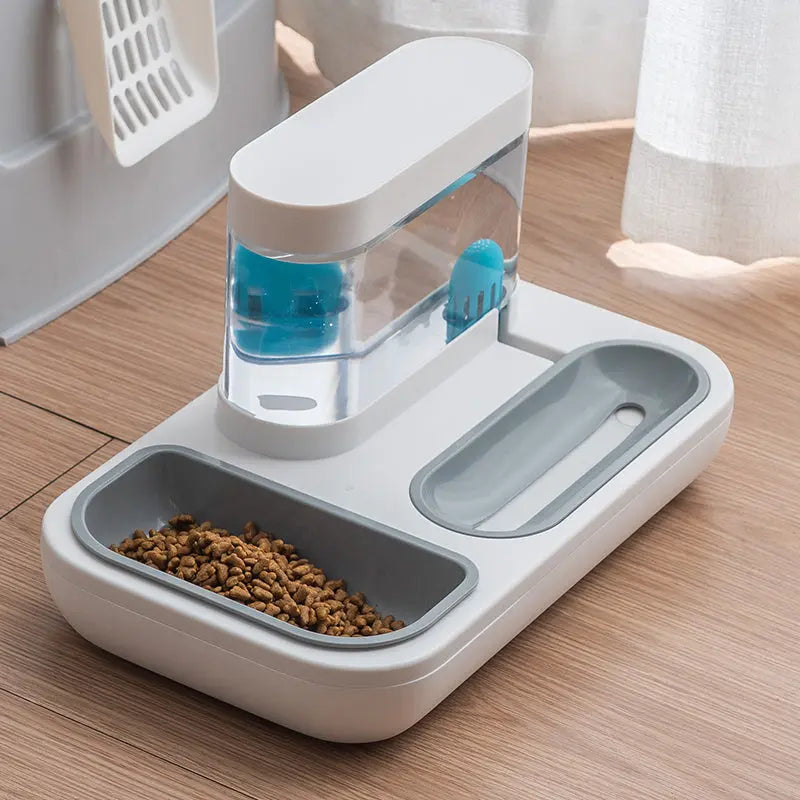 Fontanella Automatica per Cani e Gatti 1.5L con Doppia Ciotola – Dispenser Acqua Silenzioso in ABS, Bianco o Blu - N.1 Online