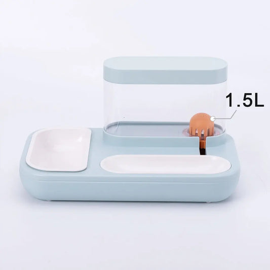 Fontanella Automatica per Cani e Gatti 1.5L con Doppia Ciotola – Dispenser Acqua Silenzioso in ABS, Bianco o Blu - N.1 Online