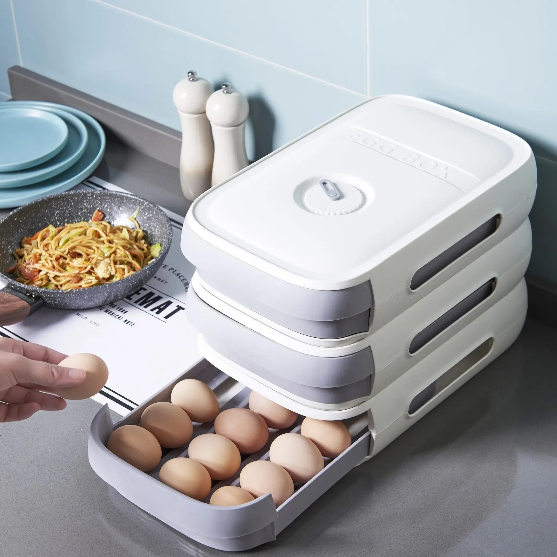 Contenitore Portauova Frigorifero a Cassetto – Organizer Sovrapponibile in PP, Salvaspazio per Cucina e Dispensa - N.1 Online