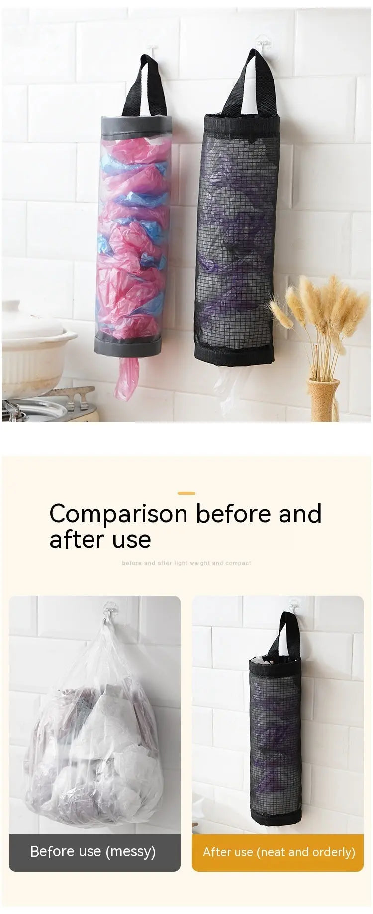 Set 3 Porta Buste da Appendere in Nylon – Organizer da Parete Salvaspazio per Cucina, Multiuso, Stile Moderno - N.1 Online