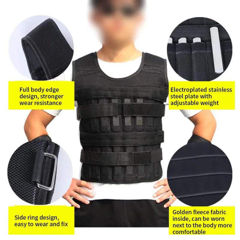 Gilet Zavorrato Sportivo Running – Gilet Pesi Allenamento Traspirante Nero, Capacità 15kg o 35kg No Pesi - N.1 Online