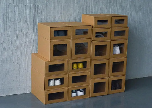 Scatola Porta Scarpe in Carta Kraft Pieghevole e Impilabile – Trasparente con Cassetto per Uomo e Donna, Ideale per Armadio, Sottoletto e Balcone - N.1 Online