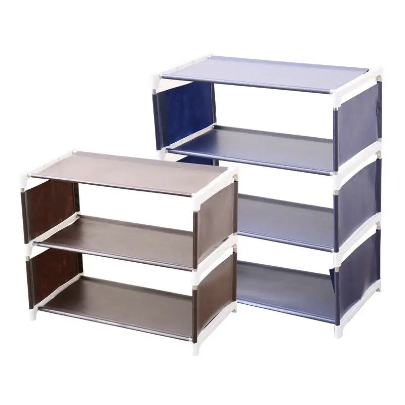 Scarpiera in Tessuto con Struttura in Acciaio – 3 o 4 Ripiani, Salvaspazio, Montaggio Facile, Colori Caffè o Blu Navy - N.1 Online