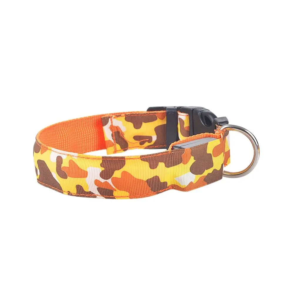 Collare Luminoso per Cani Camouflage – Regolabile con 3 Modalità LED, in Nylon Resistente, Sicuro per Passeggiate Notturne - N.1 Online