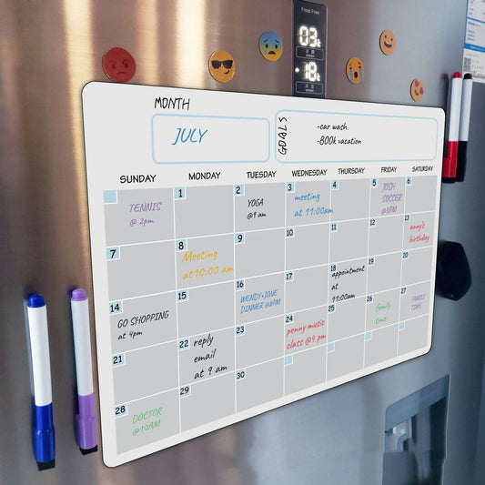 Calendario Magnetico A3 – Planner Mensile e Settimanale Cancellabile, Lavagna Organizzatore con Fondo Bianco o Nero - N.1 Online
