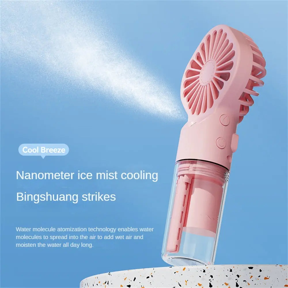 Mini Ventilatore Portatile con Spray e Umidificatore – Raffreddamento a Nebbia, 4 Velocità, USB Ricaricabile - N.1 Online