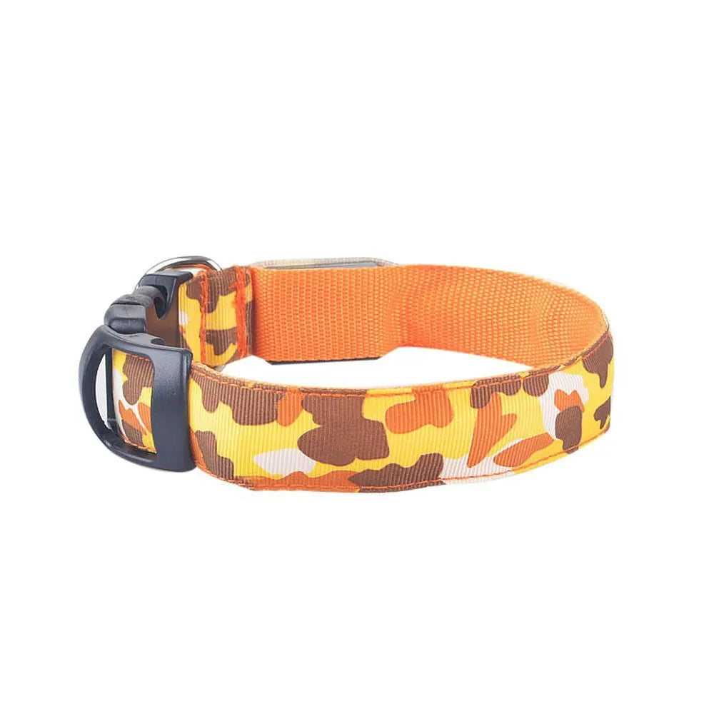 Collare Luminoso per Cani Camouflage – Regolabile con 3 Modalità LED, in Nylon Resistente, Sicuro per Passeggiate Notturne - N.1 Online