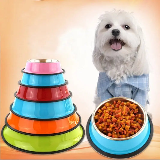 Ciotola per Cani e Gatti in Acciaio Inox e Melamina – Antiscivolo, Doppio Uso per Cibo e Acqua, Resistente al Calore, Colorata - N.1 Online