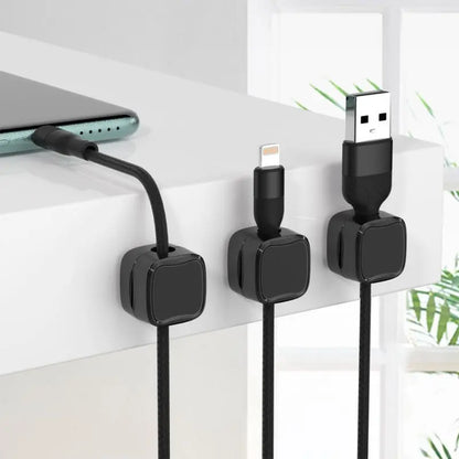Organizer Magnetico per Cavi da Scrivania – Set 10 Clip Adesive Sottoscrivania, Regolabili, per Gestione Cavi USB, HDMI e Alimentazione Nero - N.1 Online