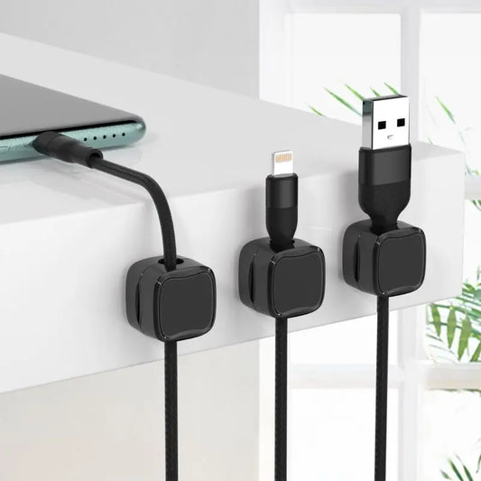 Organizer Magnetico per Cavi da Scrivania – Set 10 Clip Adesive Sottoscrivania, Regolabili, per Gestione Cavi USB, HDMI e Alimentazione Nero - N.1 Online