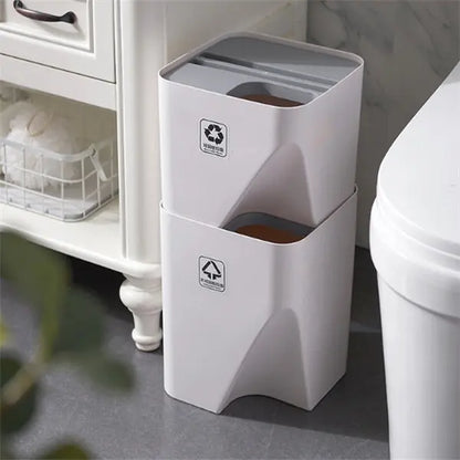 Cestino Raccolta Differenziata Impilabile per Cucina e Bagno – Pattumiera Salvaspazio con Coperchio, Separazione Asciutto e Bagnato - N.1 Online