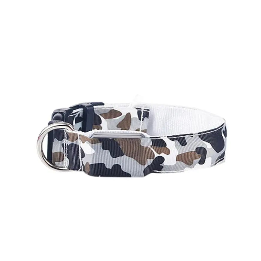 Collare Luminoso per Cani Camouflage – Regolabile con 3 Modalità LED, in Nylon Resistente, Sicuro per Passeggiate Notturne - N.1 Online
