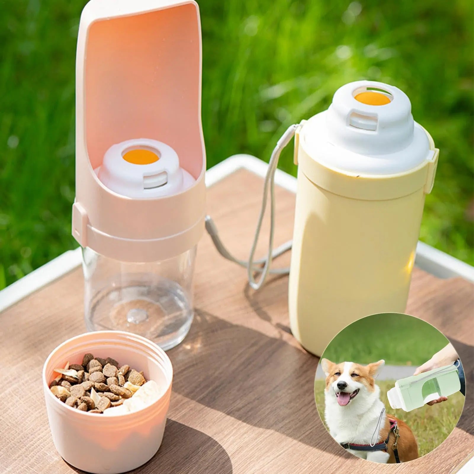 Borraccia da Viaggio 2 in 1 per Cani e Gatti – Dispenser Acqua e Cibo Portatile 690ml con Cordino - N.1 Online