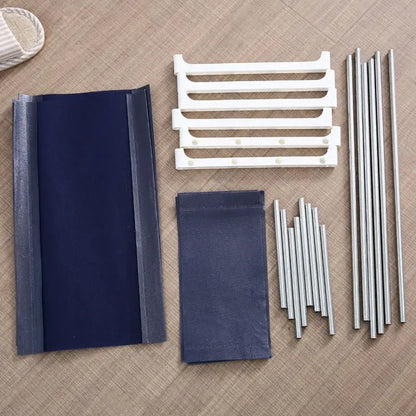 Scarpiera in Tessuto con Struttura in Acciaio – 3 o 4 Ripiani, Salvaspazio, Montaggio Facile, Colori Caffè o Blu Navy - N.1 Online