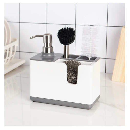 Dispenser Sapone con Porta Spugna e Portaoggetti – Organizer da Cucina e Bagno in Plastica - N.1 Online