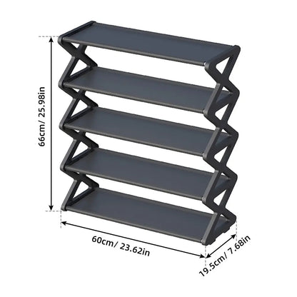 Scarpiera Salvaspazio a 5 Ripiani a Forma di X – Struttura in Acciaio e Plastica, 60 cm - N.1 Online