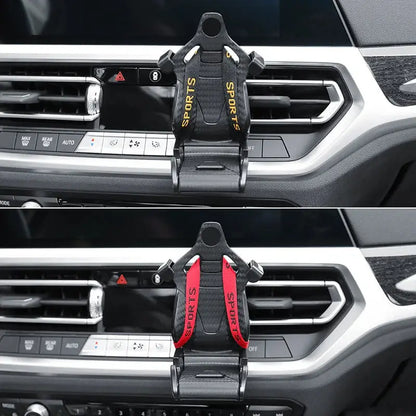 Portacellulare Auto a Forma di Sedile da Corsa – Supporto Smartphone Bocchetta Aria, Rotazione 360°, Antivibrazione, Ricarica Libera, Fissaggio Sicuro - N.1 Online