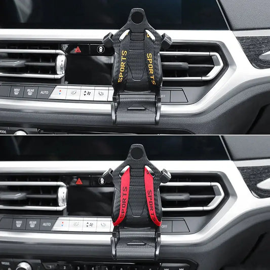 Portacellulare Auto a Forma di Sedile da Corsa – Supporto Smartphone Bocchetta Aria, Rotazione 360°, Antivibrazione, Ricarica Libera, Fissaggio Sicuro - N.1 Online