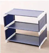 Scarpiera in Tessuto con Struttura in Acciaio – 3 o 4 Ripiani, Salvaspazio, Montaggio Facile, Colori Caffè o Blu Navy - N.1 Online