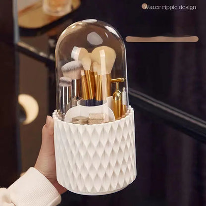 Portapennelli Make-up Rotante 360° con Coperchio – Contenitore Acrilico Trasparente Antipolvere da Scrivania, Grande Capacità - N.1 Online