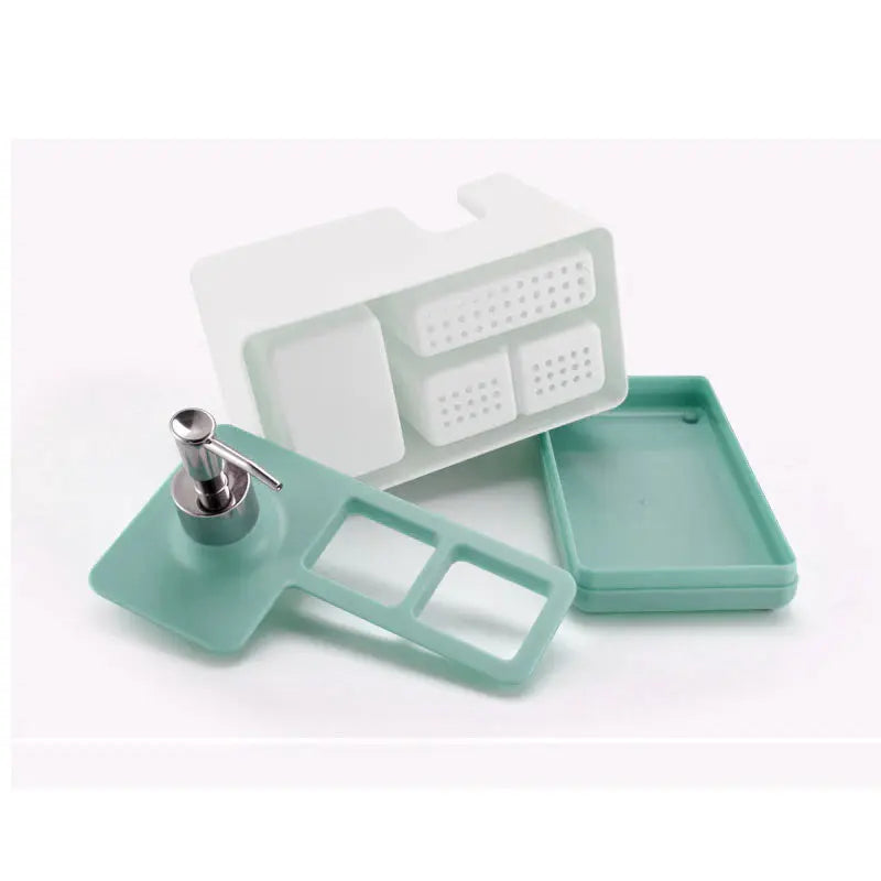 Dispenser Sapone con Porta Spugna e Portaoggetti – Organizer da Cucina e Bagno in Plastica - N.1 Online